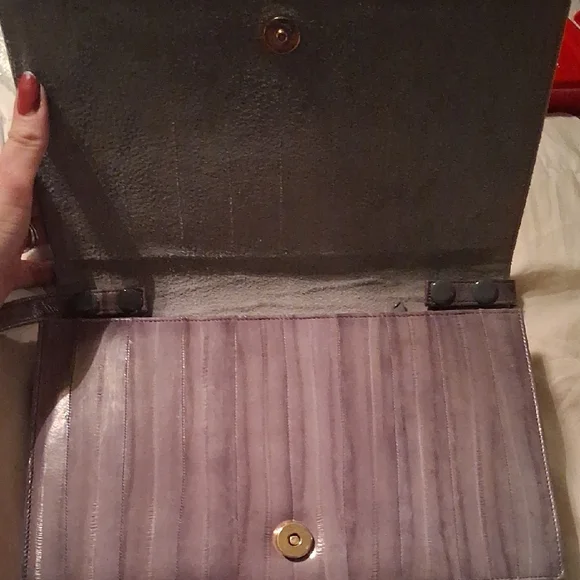 Elegant Gray Genuine Eel Skin Leather Clutch - Picture 5 of 10